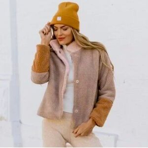 THML Roolee See Ya Later Teddy Jacket EUC Sherpa